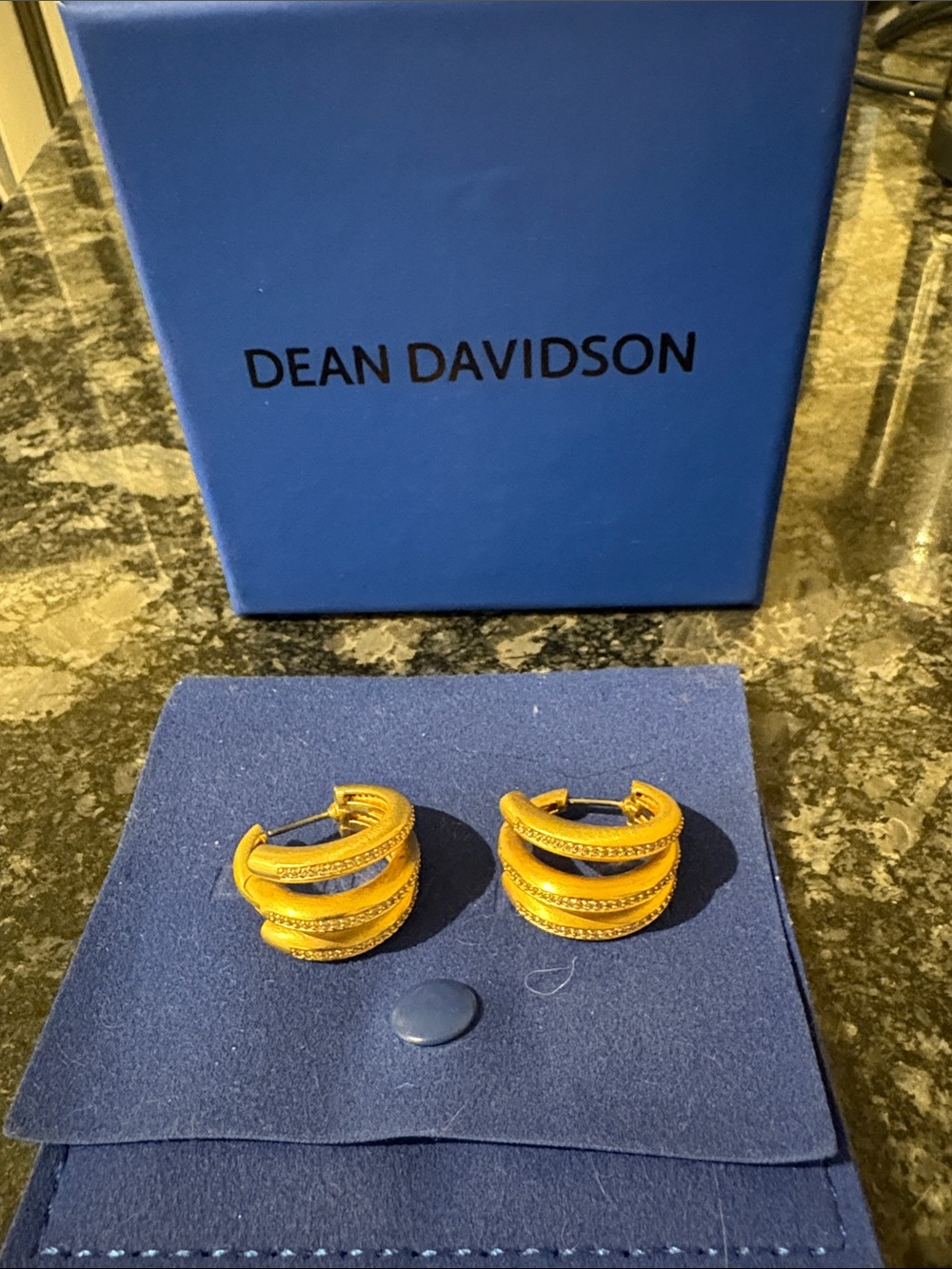 Dean Davidson gold plated pave hoop earrings